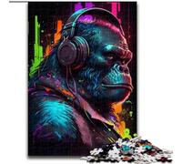 Headphones Gorilla 1000 Piece Jigsaw Puzzles for Adults Gifts, Challenging Game And Family Play Artists Collection, Fine Art for Age 14 Years Up (26x38cm)
