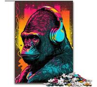 Headphones Gorilla Jigsaw Puzzles for Teenagers 1000 Piece Puzzle, for Age 14+ Home Art Decor Family Games Christmas Birthday Gifts (26x38cm)