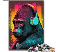 Headphones Gorilla Jigsaw Puzzles for Teenagers 2000 Piece Puzzle, Stress Reliever Staycation Kill Time with Matching Poster And Trivia Sheet (70x100cm)