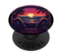 Headphones Music DJ House Music Sunset Artwork Beatmaker PopSockets Adhesive PopGrip