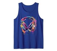 Headphones Music DJ Splash EDM Beatmaker Techno House Music Tank Top, Men, Royal Blue, Medium