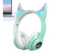 Headphones Over Ear - Devil Cat Ear Cordless Headphones | Lightweight, Sports With Colorful Breathing Lights For Playing Games
