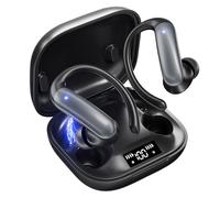 Headphones Wireless Bluetooth 6.0 3D Stereo Deep Bass 32 Hours In-Ear Headphones Adjustable Ear Hooks Comfortable Secure Hold Noise Cancelling Headphones Sports Earphones Gym Jogging LED Display Water