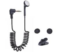 Headphones With Cable - Single Ear Wired Earphone | 3.5mm Mono Earpiece With Noise-Isolating Earplug | High-Fidelity Audio | Retractable Spring Cord | Stereo Sound Headset For Work, Security, Driving