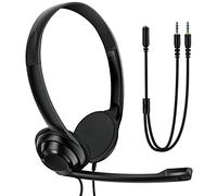 Headphones with Microphone for PC, 3.5mm Wired Headset with Mic Noise Cancelling for Meeting, Lightweight Computer Headset with Microphone for Work Office School Learning K-12 Student(w/Y-Adapter)