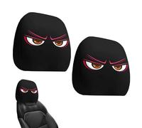 Headrest Cover - 2 Pieces Funny Big Eyes Design Headrest Protector | Black Elastic Universal Car Seat Covers For Women Men Truck SUV Interior Decoration, Soft Polyester Washable Dustproof, 10.24x11.02