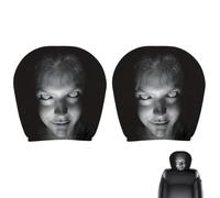 Headrest Covers,2PACK Ghost Face,Funny Cartoon Car Headrest Covers Mysterious Horror Figure Design,Washable Interior Decor For Auto Men Women Road Trip Drivers Van Pickups Automotive,11x10.2 Inches，A