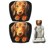 Headrest Covers for Cars - Dirt-Proof Covers with Dog Pattern,Cartoon Protector, Elastic Breathable Decoration for Truck SUV Automotive Vehicle