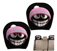 Headrest Covers - Vehicle Seat Accessories, Universal Auto Protector, Interior Decor, Funny Cartoon for Cars SUVs Drivers Families Daily Commutes Indoor Outdoor, Autoseat Accessory, Multicolor