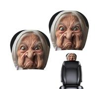 Headrest Protector Vehicle Seats Grandma Face Print Car SUV Motorhome | Stretchy headrest cover with funny print for vehicles, cars, SUVs, saloons, trucks that are on the go
