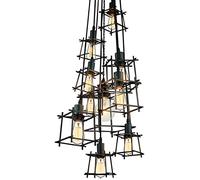 Heads E27 Iron Cage - Retro Industrial Height Adjustable Chandelier Fixtures Pendant Light Ceiling Fitting Lights Lighting Elegant Metal Farmhouse Pe Ceilin