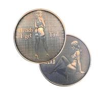 Heads I Get Tail Coin | Tails I Get Head Coin | Double Sided Cheeky Adult Coin | Funny Heads and Tails Challenge Coin | Date Night Ideas Sexy Prank Heads or Tails Coin for Men and Women