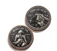 Heads I Get Tail/Tails I Get Head Commemorative Coin, Double-Sided Lucky Token for Date Night Ideas, Heads and Tails Challenge Coin, Humor Prank Gift for Couples (B-2PC)