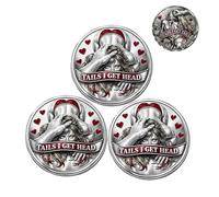 Heads I Get Tail/Tails I Get Head Commemorative Coin, Double-Sided Lucky Token for Date Night Ideas, Heads and Tails Challenge Coin, Humor Prank Gift for Couples (A-3PC)