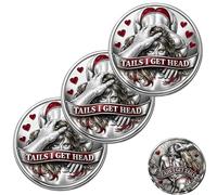 Heads I Get Tail/Tails I Get Head Commemorative Coin, Funny Decision Challenge Token for Couples Date Night Game Double Sided Lucky Novelty Gift, Adult Humor (#B3)