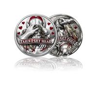 Heads I Get Tail/Tails I Get Head Commemorative Coin - Funny Double-Sided Lucky Token for Heads and Tails Game, Prank Gift for Date Night, Couples, Adults, Valentine’s Day (B)