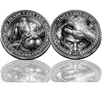 Heads I Get Tail/Tails I Get Head Commemorative Coin, Funny Heads and Tails Challenge 2D Coin, Double-Sided Lucky Token, Decision Coins for Couples, Gift for Adults Date Night Valentine's (E 2PCS)