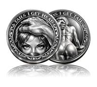 Heads I Get Tail/Tails I Get Head Commemorative Coin, Funny Heads and Tails Challenge Coin, Cheeky Decision Coins, Flip Me Feel the Luck Prank, Valentine Day Couples Decision Coins (B,1PCS)