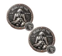 Heads I Get Tail/Tails I Get Head Commemorative Coin, Funny Heads and Tails Challenge Coin,Double-Sided Lucky Token for Date Night Ideas,Humor Prank Gifts for Valentine's Day (C-2PCS)