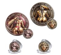 Heads I Get Tail/Tails I Get Head Commemorative Coin, Funny Heads and Tails Challenge Coin, Double-Sided Lucky Token, Decision Coins for Couples, Gift for Adults Date Night Valentine's (D+E 2PCS)