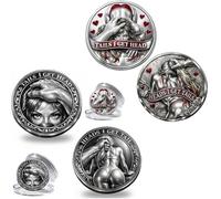 Heads I Get Tail/Tails I Get Head Commemorative Coin, Funny Heads and Tails Challenge Coin, Double-Sided Lucky Token, Decision Coins for Couples, Gift for Adults Date Night Valentine's B 2PCS)