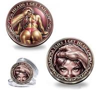 Heads I Get Tail/Tails I Get Head Commemorative Coin, Funny Heads and Tails Challenge Coin, Double-Sided Lucky Token, Decision Coins for Couples, Gift for Adults Date Night Valentine's (D 2PCS)