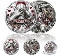 Heads I Get Tail/Tails I Get Head Commemorative Coin, Funny Heads and Tails Challenge Coin, Double-Sided Lucky Token for Date Night Ideas, Humor Prank Gift for Couples, Collectors (A)