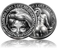 Heads I Get Tail/Tails I Get Head Commemorative Coin, Funny Heads and Tails Challenge Coin, Double-Sided Lucky Token, Decision Coins for Couples, Gift for Adults Date Night Valentine's (B 2PCS)