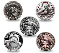 Heads I Get Tail/Tails I Get Head Commemorative Coin, Funny Heads and Tails Challenge Coin, Double-Sided Lucky Token, Decision Coins for Couples, Humor Prank Gift for Adults Date Night Ideas (5PC*ALL)
