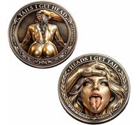 Heads I Get Tail/Tails I Get Head Commemorative Coin, Funny Heads and Tails Challenge Coin, Double-Sided Lucky Token, Decision Coins for Couples, Gift for Adults Date Night Valentine's (F 2PCS)