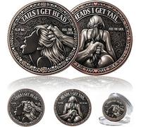 Heads I Get Tail/Tails I Get Head Commemorative Coin, Funny Heads and Tails Challenge Coin, Double-Sided Lucky Token for Date Night Ideas, Humor Prank Gift for Couples, Collectors (C)