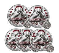 Heads I Get Tail/Tails I Get Head Commemorative Coin, Funny Heads and Tails Challenge Coin,Double-Sided Lucky Token for Date Night Ideas,Humor Prank Gifts for Valentine's Day (B-5PCS)