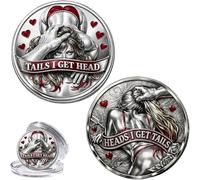 Heads I Get Tail/Tails I Get Head Commemorative Coin, Funny Heads and Tails Challenge Coin, Double-Sided Lucky Token, Decision Coins for Couples, Gift for Adults Date Night Valentine's (A 2PCS)