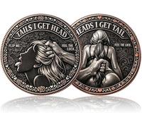 Heads I Get Tail/Tails I Get Head Commemorative Coin, Funny Heads and Tails Challenge Coin, Double-Sided Lucky Token, Decision Coins for Couples, Gift for Adults Date Night Valentine's (C 1PCS)