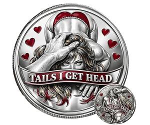 Heads I Get Tail/Tails I Get Head Commemorative Coin, Funny Heads and Tails Challenge Coin,Double-Sided Lucky Token for Date Night Ideas,Humor Prank Gifts for Valentine's Day (B-1PCS)