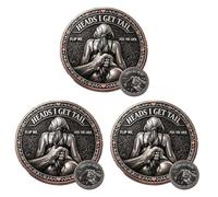 Heads I Get Tail/Tails I Get Head Commemorative Coin,Funny Heads and Tails Challenge Coin,Flirty Novelty Gift for Couples Anniversary & Date Night Game (Style B 3pc)