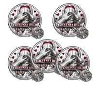 Heads I Get Tail/Tails I Get Head Commemorative Coin,Funny Heads and Tails Challenge Coin,Flirty Novelty Gift for Couples Anniversary & Date Night Game (Style A 5pc)