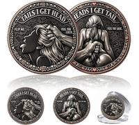 Heads I Get Tail/Tails I Get Head Commemorative Coin, Funny Heads and Tails Challenge Decision Coin, Double-Sided Cheeky Lucky Token, Humor Prank Gift for Adults Date Night Ideas