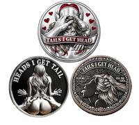 Heads I Get Tail/Tails I Get Head Commemorative Coin, Funny Heads and Tails Challenge Decision Coin, Double-Sided Cheeky Lucky Token, Humor Prank Gift for Adults Date Night Ideas, Novelty Gag (a+b+c)