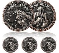Heads I Get Tail/Tails I Get Head Commemorative Coin, Funny Heads and Tails Challenge Decision Coin, Double-Sided Lucky Token for Valentine Anniversary Date Night Ideas, Collectors (3pc A01)