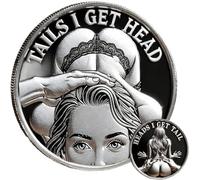 Heads I Get Tail/Tails I Get Head Commemorative Coin, Funny Heads and Tails Challenge Decision Coin, Double-Sided Cheeky Lucky Token, Humor Prank Gift for Adults Date Night Ideas, Novelty Gag (a)