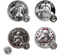 Heads I Get Tail/Tails I Get Head Commemorative Coin,Funny Heads and Tails Challenge Decision Coin,Lucky Token Gifts for Adults Date Night Ideas (1Set, 4pc)