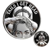 Heads I Get Tail / Tails I Get Head Commemorative Coin, Funny Heads and Tails Coins, Double-Sided Challenge Token, Cheeky Adult Gift for Date Night, Couples Pranks & Valentine's Day (1Pc-E)