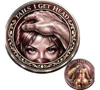 Heads I Get Tail / Tails I Get Head Commemorative Coin, Funny Heads and Tails Coins, Double-Sided Challenge Token, Cheeky Adult Gift for Date Night, Couples Pranks & Valentine's Day (1Pc-D)