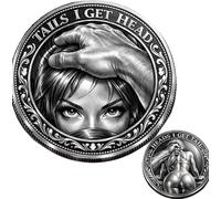 Heads I Get Tail / Tails I Get Head Commemorative Coin, Funny Heads and Tails Coins, Double-Sided Challenge Token, Cheeky Adult Gift for Date Night, Couples Pranks & Valentine's Day (1Pc-C)