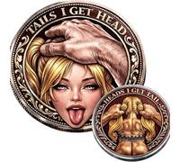Heads I Get Tail / Tails I Get Head Commemorative Coin, Funny Heads and Tails Coins, Double-Sided Challenge Token, Cheeky Adult Gift for Date Night, Couples Pranks & Valentine's Day (1Pc-I)