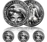 Heads I Get Tail/Tails I Get Head Commemorative Coin, Funny Heads and Tails Coins, Double-Sided Lucky Token, Heads I Get Tail Coin Humor Romantic Gift, Prank Gift for Valentine’s Day (3 PCS,D)