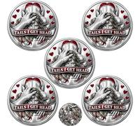 Heads I Get Tail/Tails I Get Head Commemorative Coin, Funny Heads and Tails Coins, Double-Sided Lucky Token, Heads I Get Tail Coin Humor Romantic Gift, Prank Gift for Valentine’s Day (5 PCS,A)