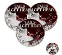 Heads I Get Tail/Tails I Get Head Commemorative Coin, Funny Novelty Challenge Coin for Couples, Double-Sided Lucky Token, Humor Prank Gift for Adults Date Night (3pcs)