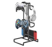 Headset Stand, Gaming Headset & Controller Holder, Metal Headset Stand Black, Large Capacity Headphones Stands for Gaming Accessories Xbox PS5 PS4 Switch